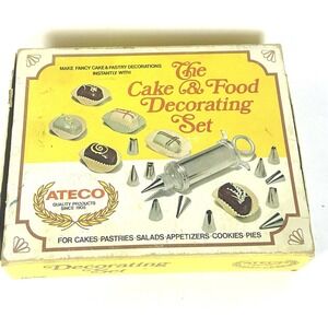 Vintage 60's ATECO Fancy Cake & Pastry Decorating Set 701 ~ All Parts Included